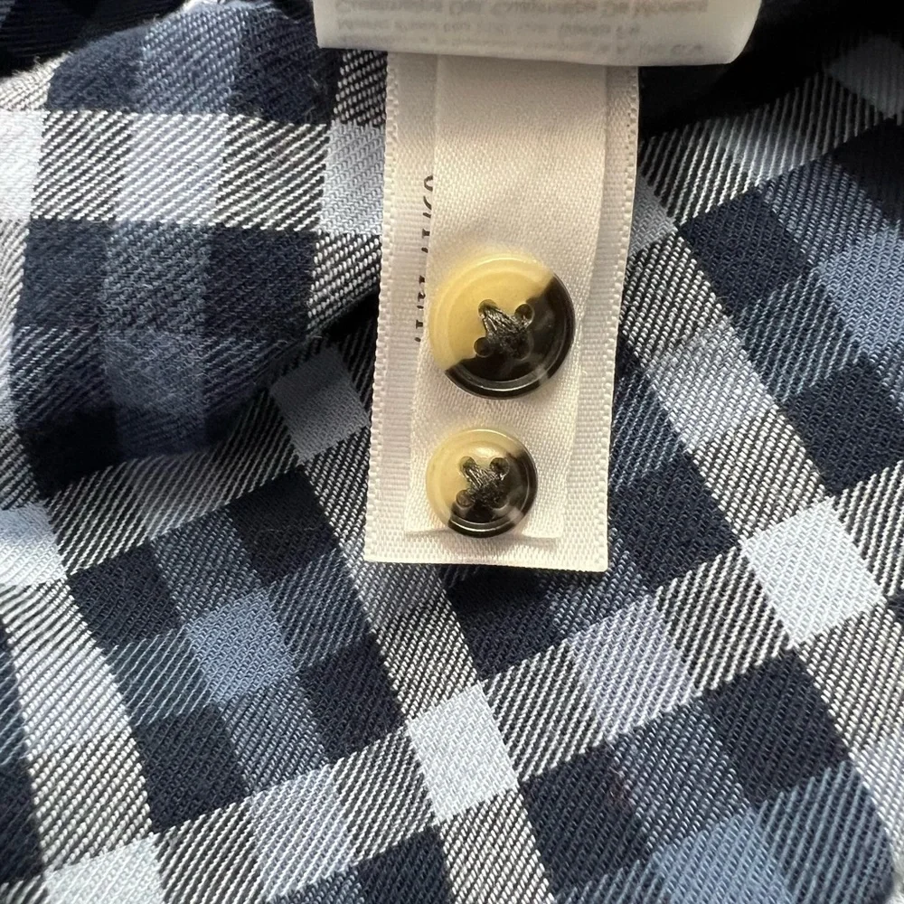 Banana Republic Blue Plaid Lux Flannel Grant Fit Cotton Button Down Fall Winter